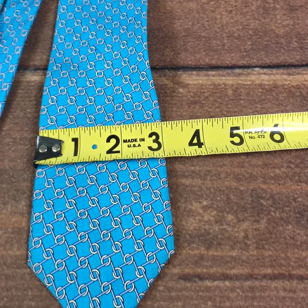Brooks Brothers Necktie Mens OS Blue Good Silk Geometric Chain Link Professional